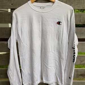 White Champion Long-Sleeve Tee
